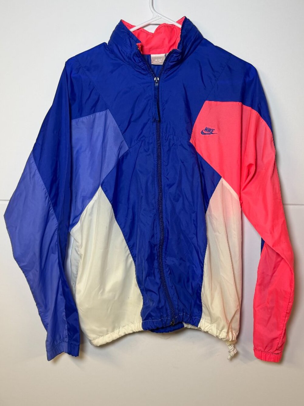 Vintage Nike Windbreaker Jacket Colorblock Blue Pink White 90s Retro Full Zip